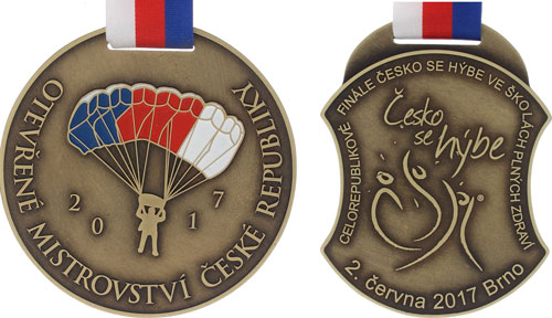 Sportovní medaile, česko se hýbe, padák, skok